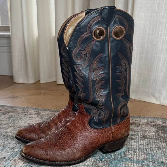 Justin Boots Style 2271 Black and Brown Western Boots 9D - Picture 1 of 13